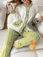 Women’s Plush Button-Up Pajama Set