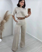 Pauline | Lässiges zweiteiliges Set mit ausgestellter Hose
