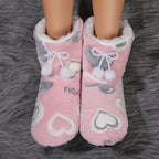 Women’s Plush Heart Pom-Pom Indoor Slipper Boots