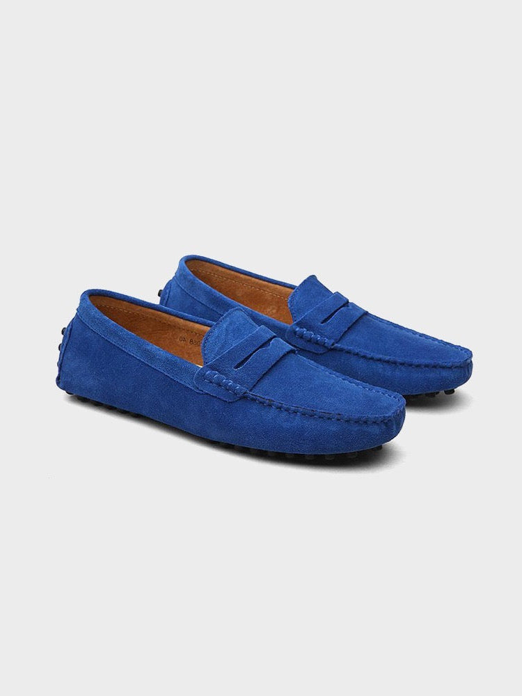 Herren Klassische Wildleder Penny Loafers mit handgefertigter Mokassinnaht und flexiblem Fahrsohle