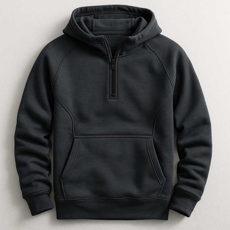 Sweat-shirt à capuche pour homme avec demi-fermeture éclair