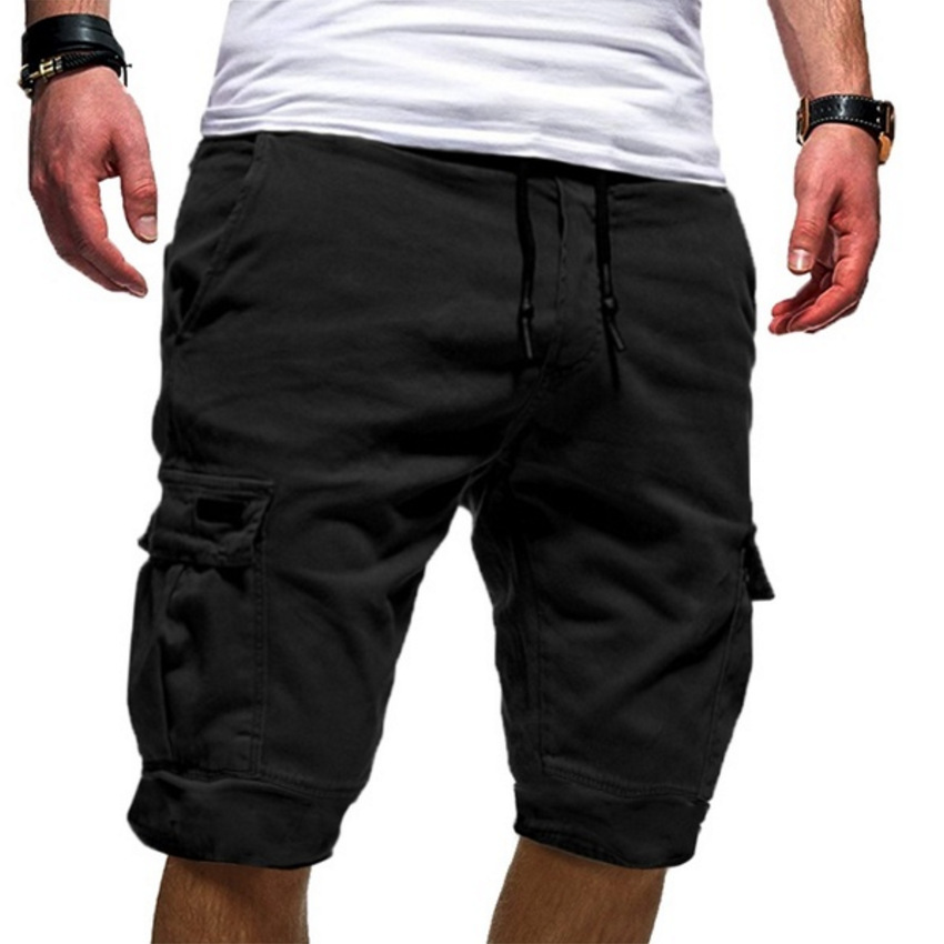 Short cargo utilitaire à cordon de serrage, coupe décontractée, longueur genou pour homme