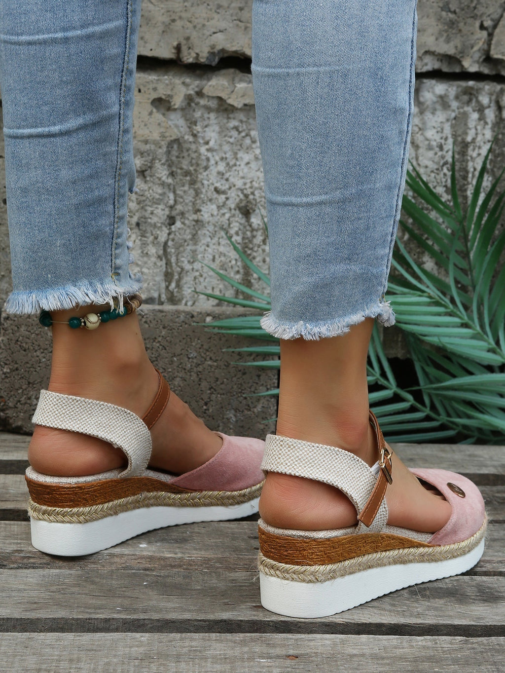 Women's Wedge Espadrille Sandals with Adjustable Ankle Strap for Everyday Wear