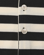 Men's Classic Breton Striped Polo Shirt with Contrast Collar and Textured Knit Finish