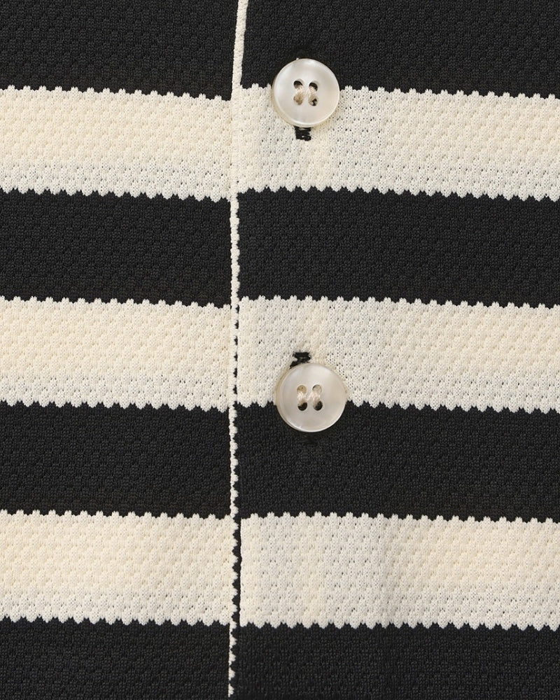 Men's Classic Breton Striped Polo Shirt with Contrast Collar and Textured Knit Finish