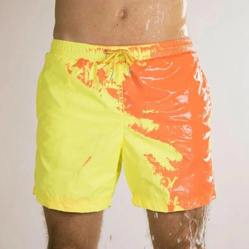 Men's Colour-Changing Swim Shorts with Gradient Quick-Dry Design