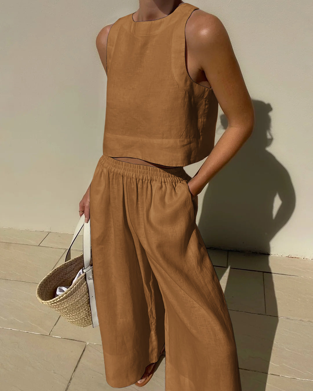 Conjunto de dos piezas holgado y sin mangas para mujer