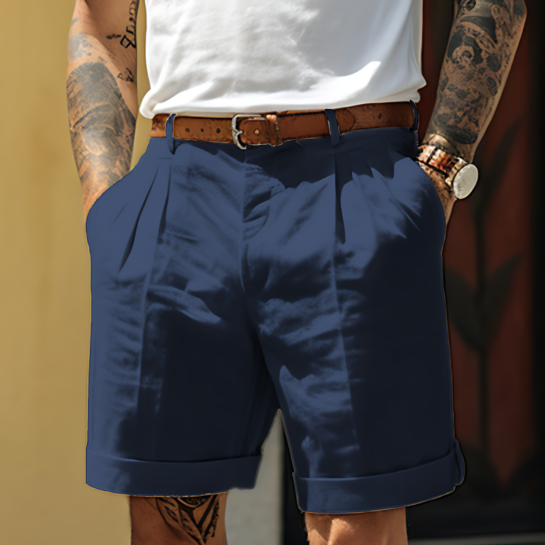 Men's Tailored Cotton Shorts with Pleated Front for Smart Casual Wear