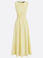 Ärmelloses Chiffon-Maxikleid für Damen mit geraffter Taille und fließendem Saum