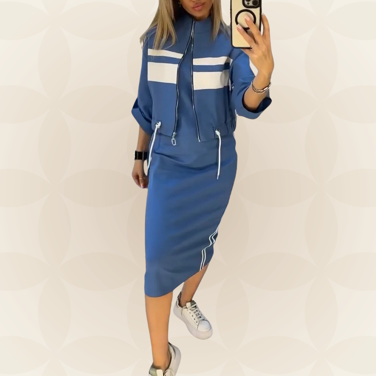 Ensemble robe pour femme à détails contrastants