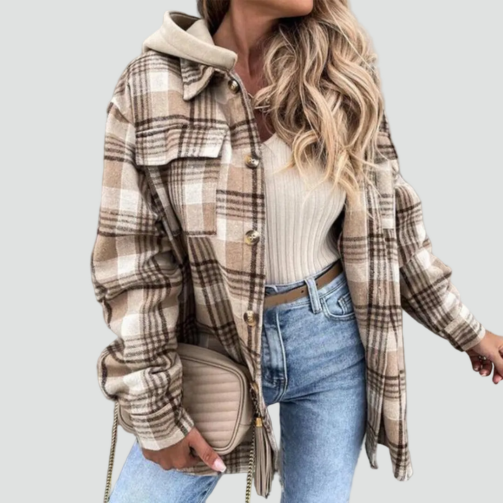 Women’s Plaid Hooded Shirt Jacket