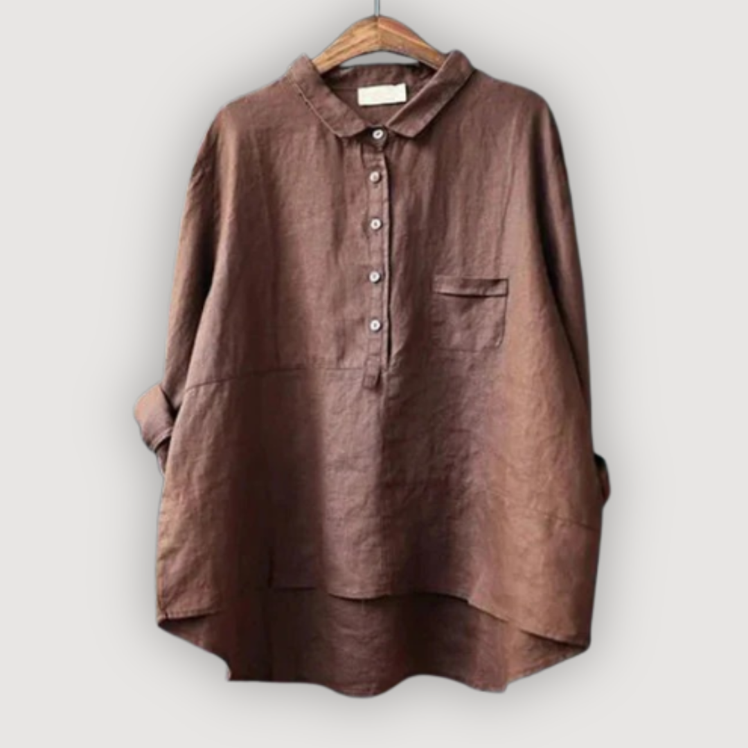 Chemise tunique décontractée pour femme à patte de boutonnage mi-longue