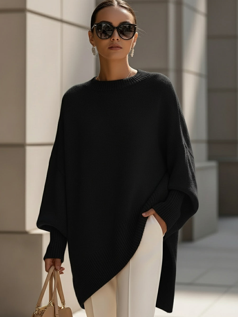 Poncho-pull en maille oversize pour femme