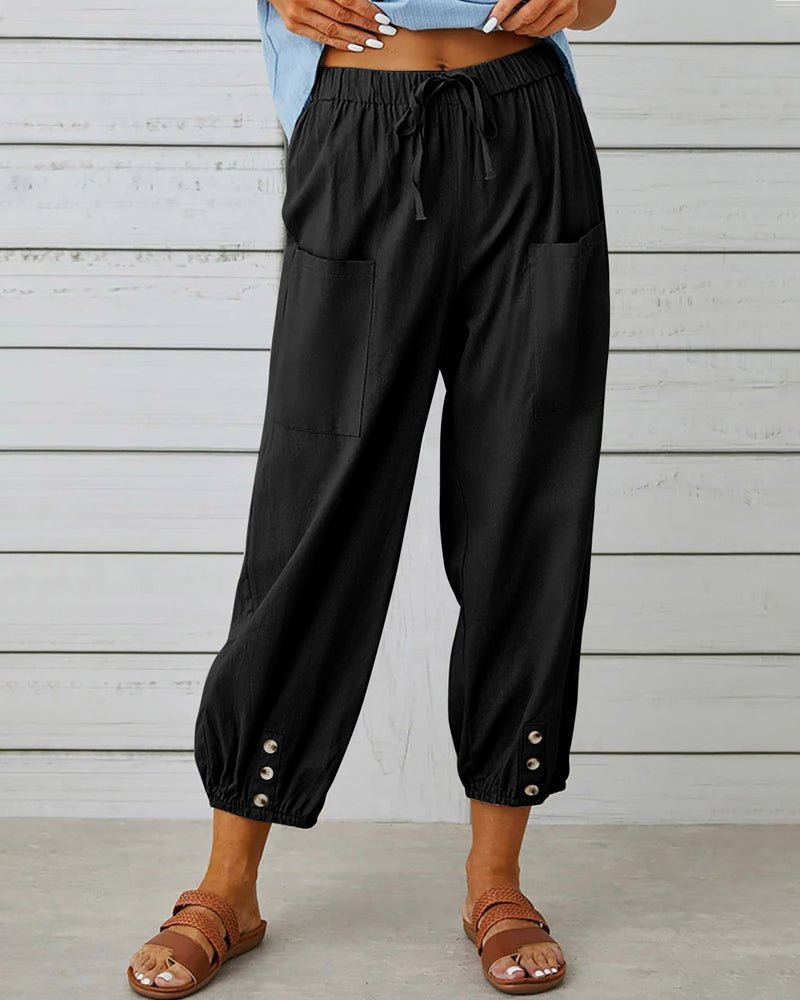 Pantalon sarouel utilitaire pour femme avec cordon de serrage