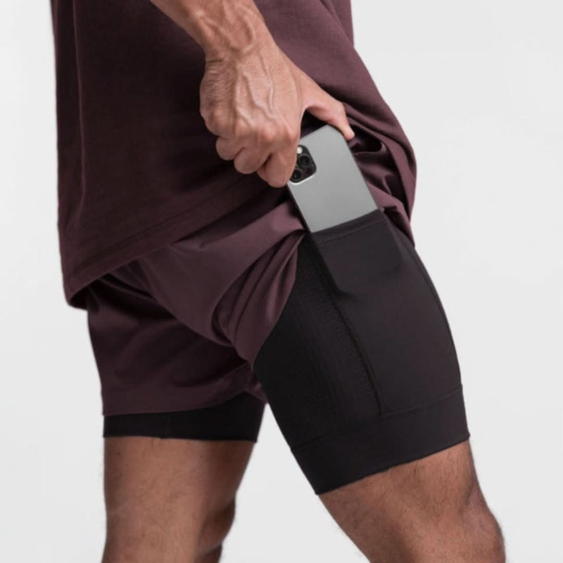 Herren 2-in-1 Sportshorts mit innerer Kompressionsschicht für das Training