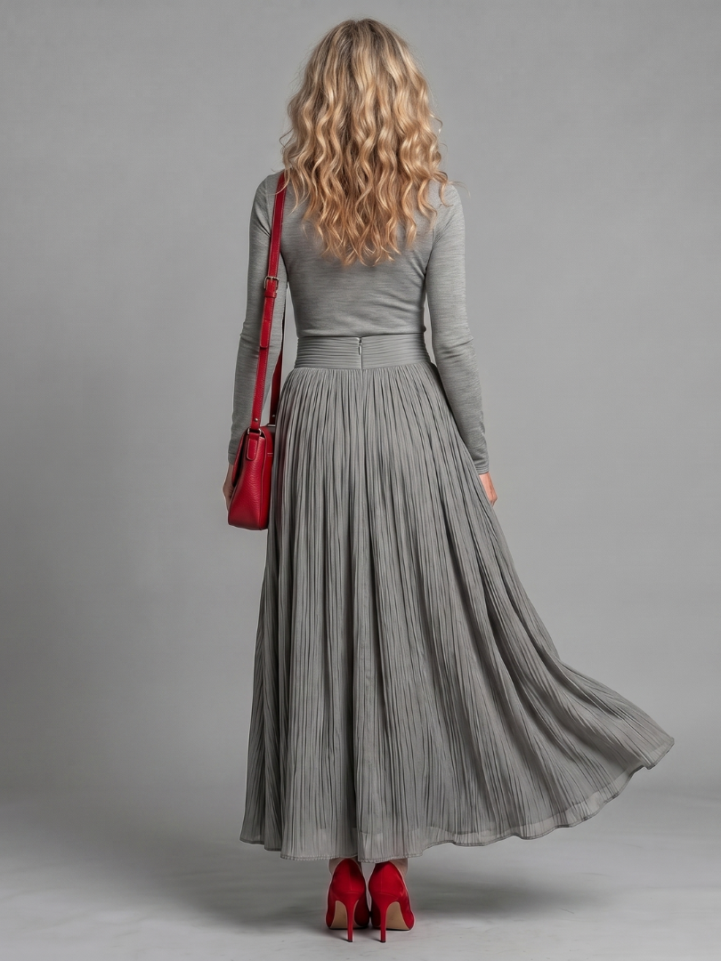 Women’s Turtleneck Pleated Maxi Dress