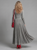 Women’s Turtleneck Pleated Maxi Dress