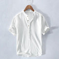 Herren Kurzarm Henley Shirt aus Leinenmischung für Sommermode