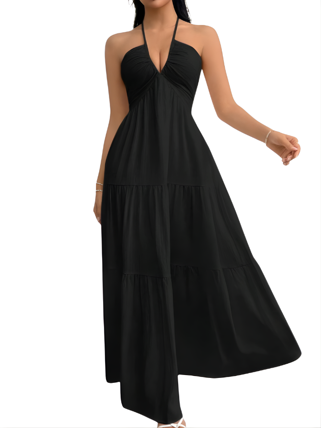 Women's Halter Tiered Maxi Dress