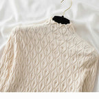 Women's Mock Neck Cable Knit Sweater with Long Sleeves