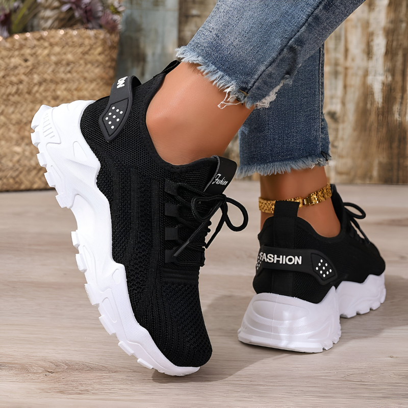 Zapatillas de caminar para mujer, ligeras, transpirables y con cordones de encaje