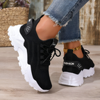 Zapatillas de caminar para mujer, ligeras, transpirables y con cordones de encaje