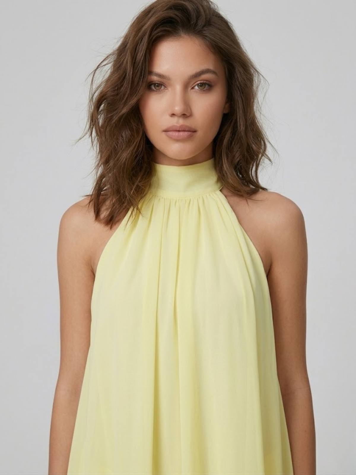Women's Elegant Halter Neck Layered Chiffon Mini Dress