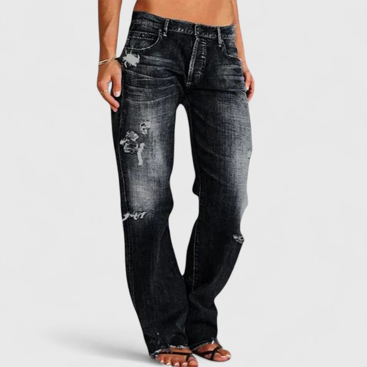 Women's Distressed Straight-Leg Jeans