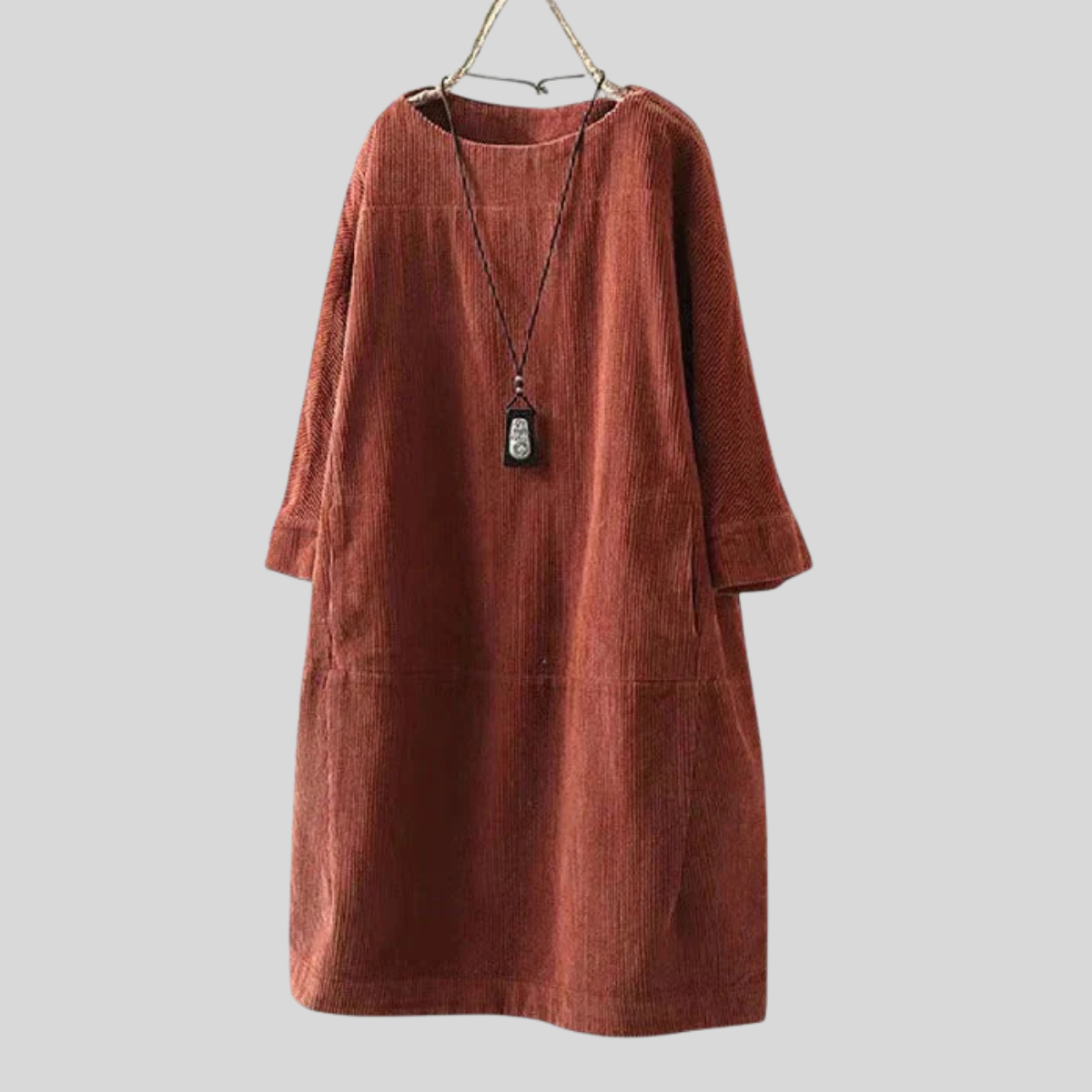 Abito da donna in velluto a coste dalla vestibilità comoda con tasche