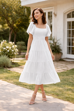 Women's Tiered Midi Dress for Elegant Summer and Everyday Styling
