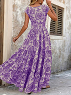 Women's Polka Dot Tiered Maxi Dress