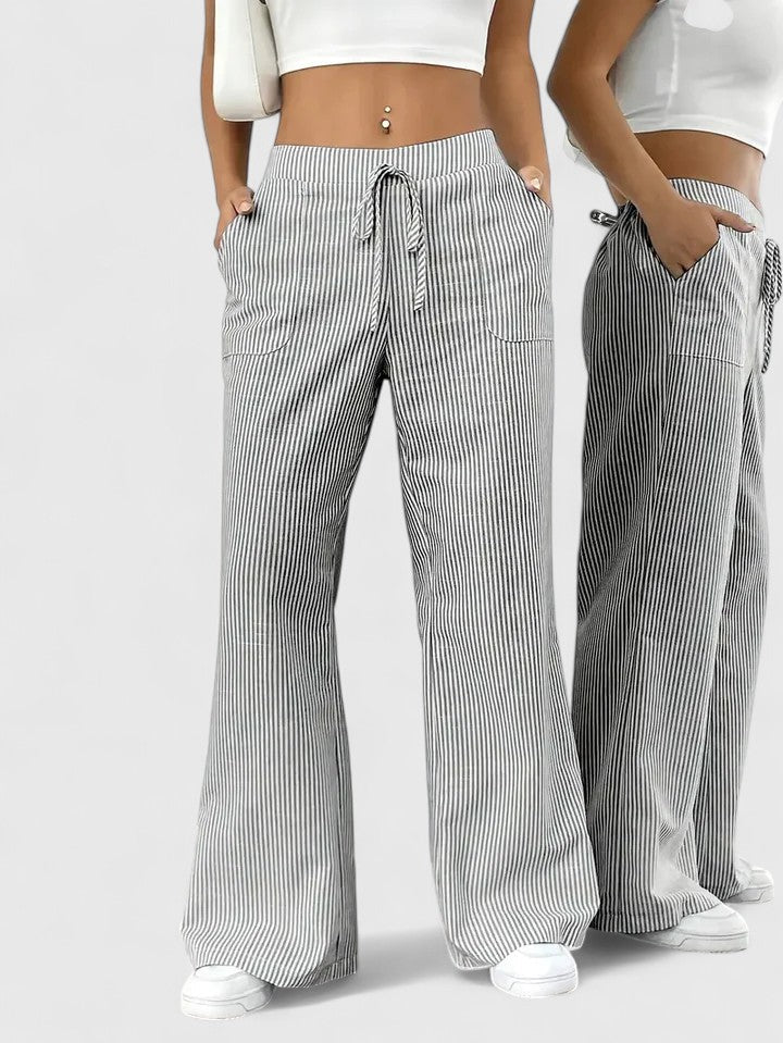Women's Striped Wide Leg Trousers