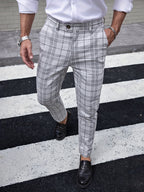 Herren-Slim-Fit-Hose mit Karomuster