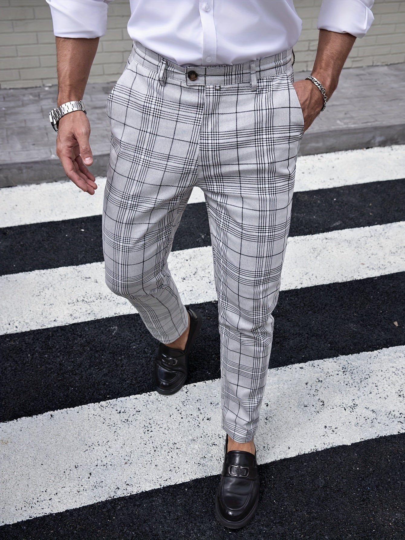 Herren-Slim-Fit-Hose mit Karomuster