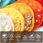 Damen-Strickbarett mit Blumenverzierung