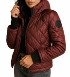 Chaqueta acolchada de plumón con patrón de rombos para mujer