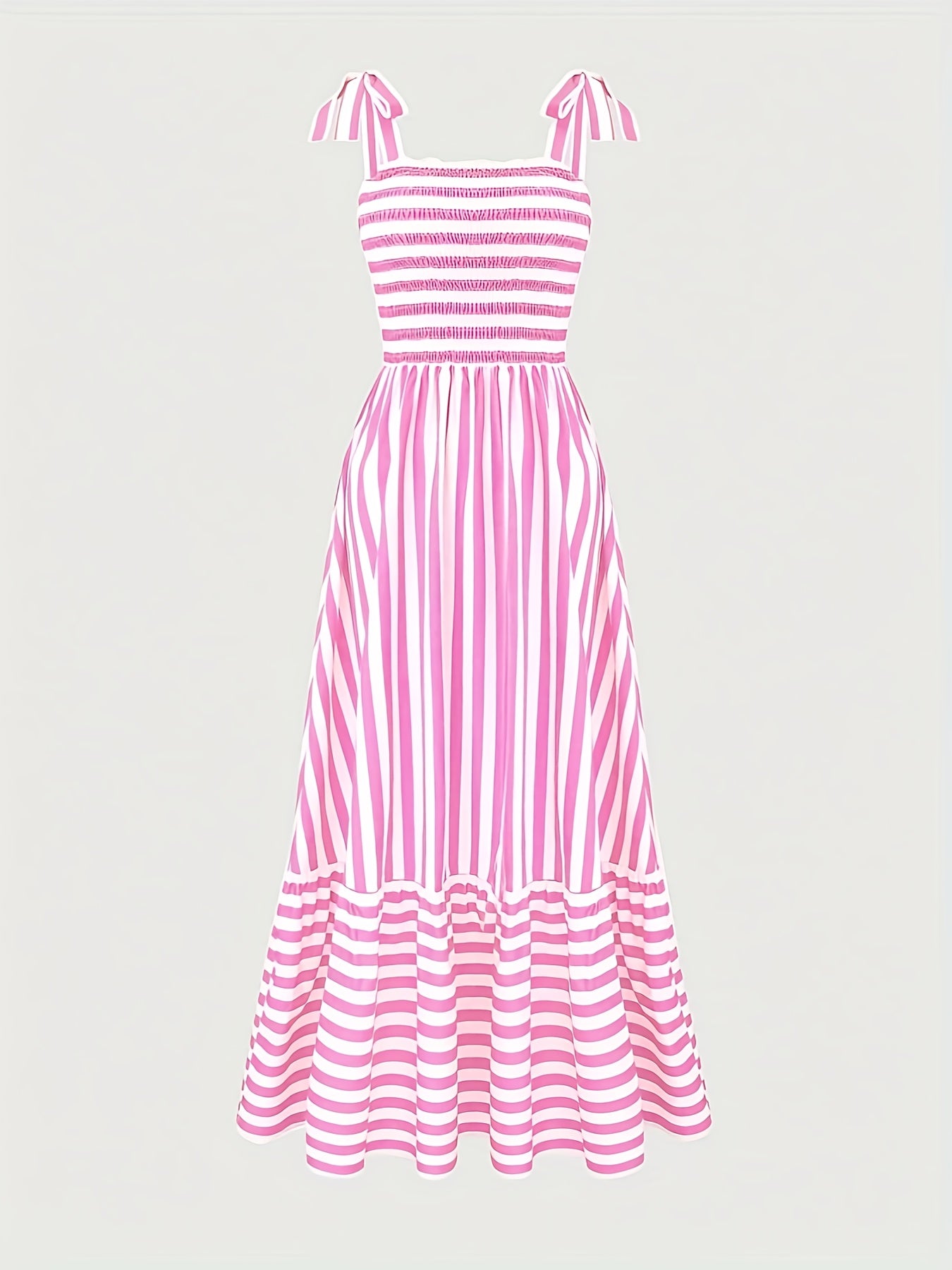Women's Striped Smocked Tie-Shoulder Maxi Dress