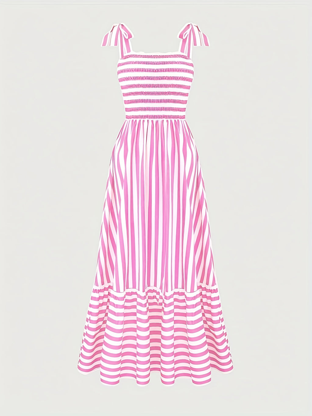 Women's Striped Smocked Tie-Shoulder Maxi Dress