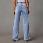Women's High-Waisted Wide-Leg Jeans with Panel Detailing for Everyday Wear