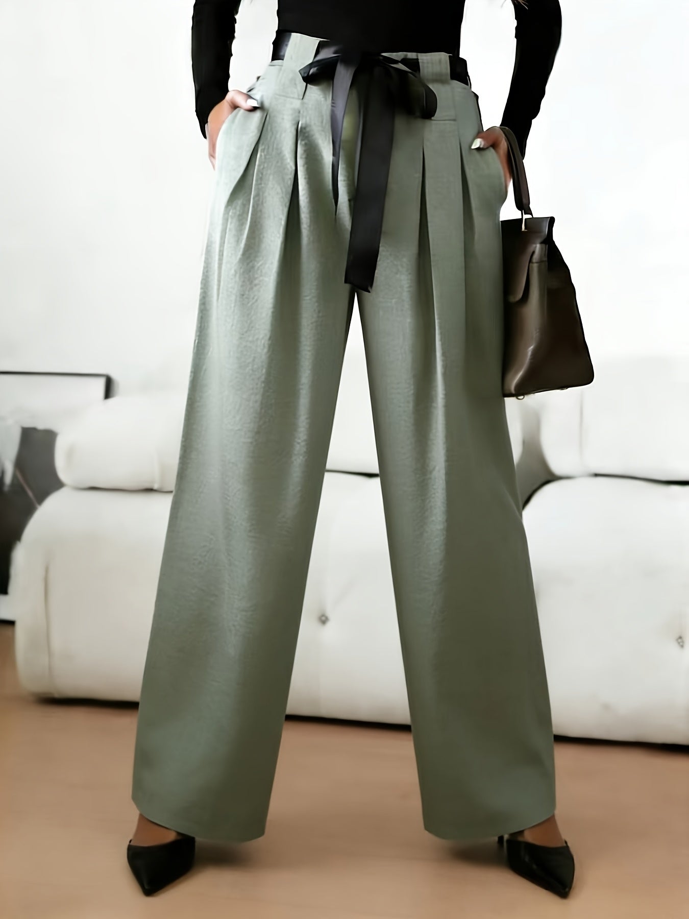 Women’s High Waist Pleated Wide Leg Pants