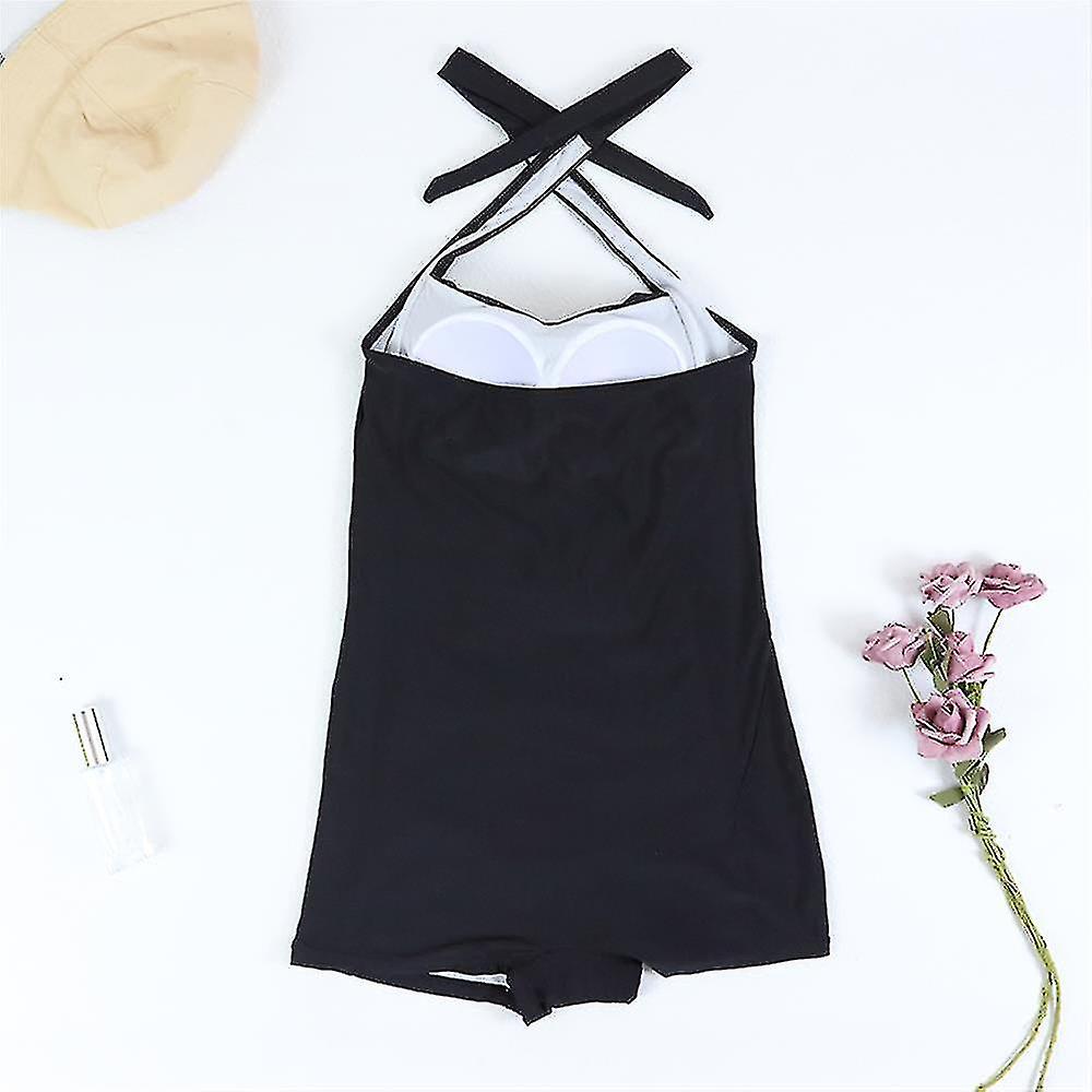 Women's Halter Swimsuit with Shaping Ruching and Built-In Shorts