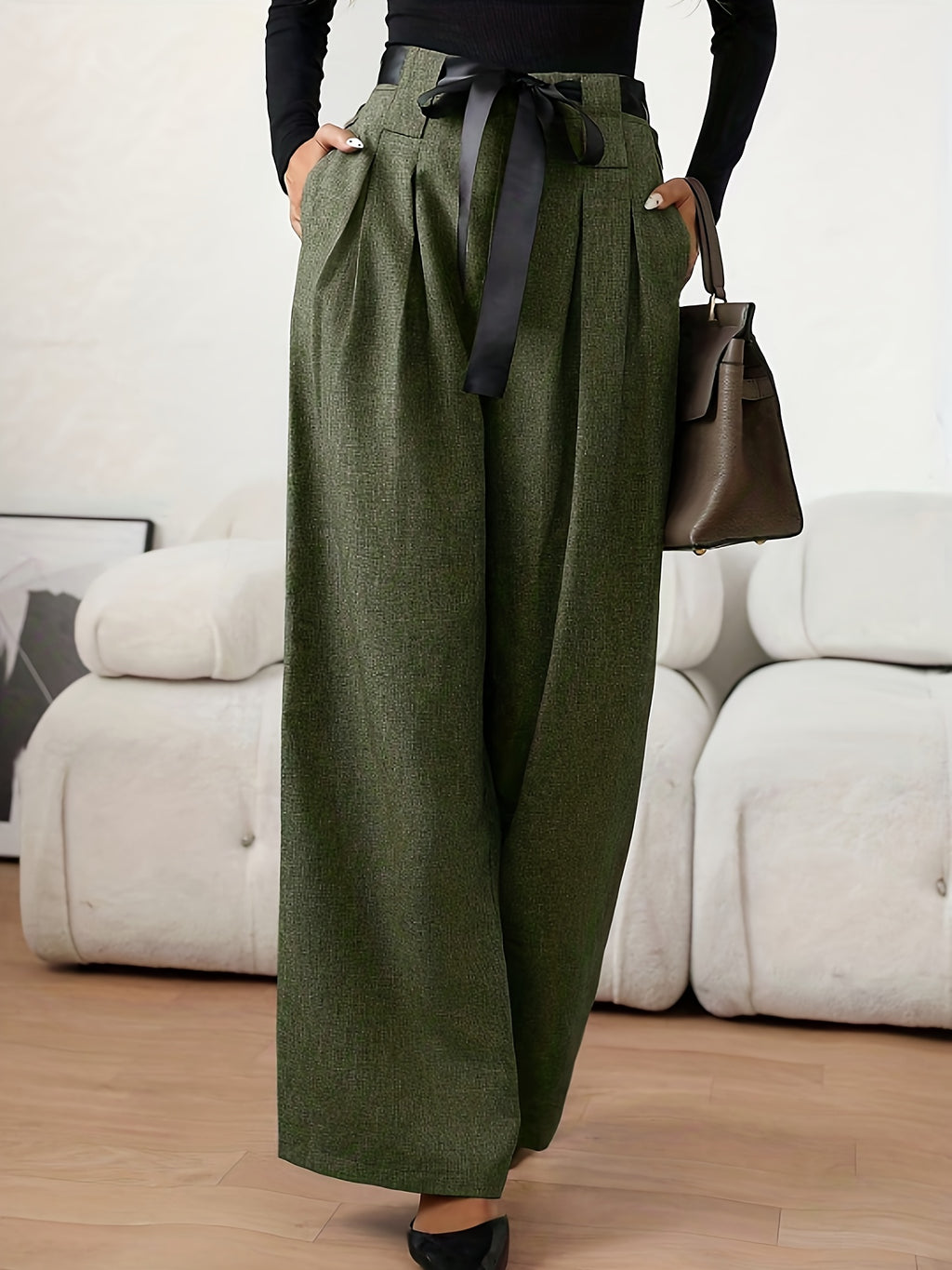 Women’s High Waist Pleated Wide Leg Pants