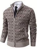 Cardigan da uomo con motivo geometrico e chiusura a zip