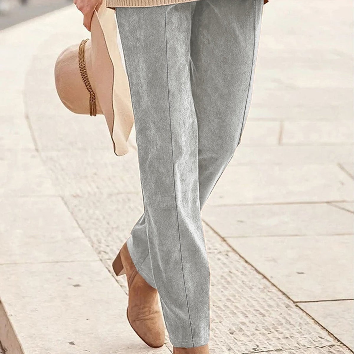 Damenhose mit hoher Taille und geradem Bein