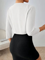Women's Cropped Open-Front Blazer with Three-Quarter Sleeves for Elegant Layering