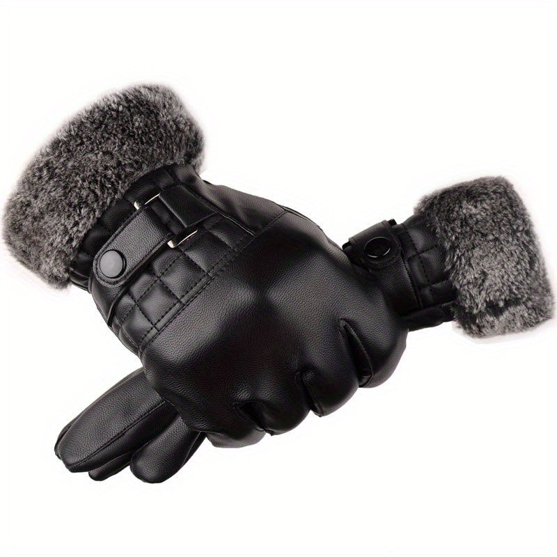 Gants d’hiver pour homme à poignets en fausse fourrure