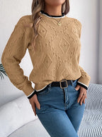 Women’s Textured Knit Crew Neck Sweater