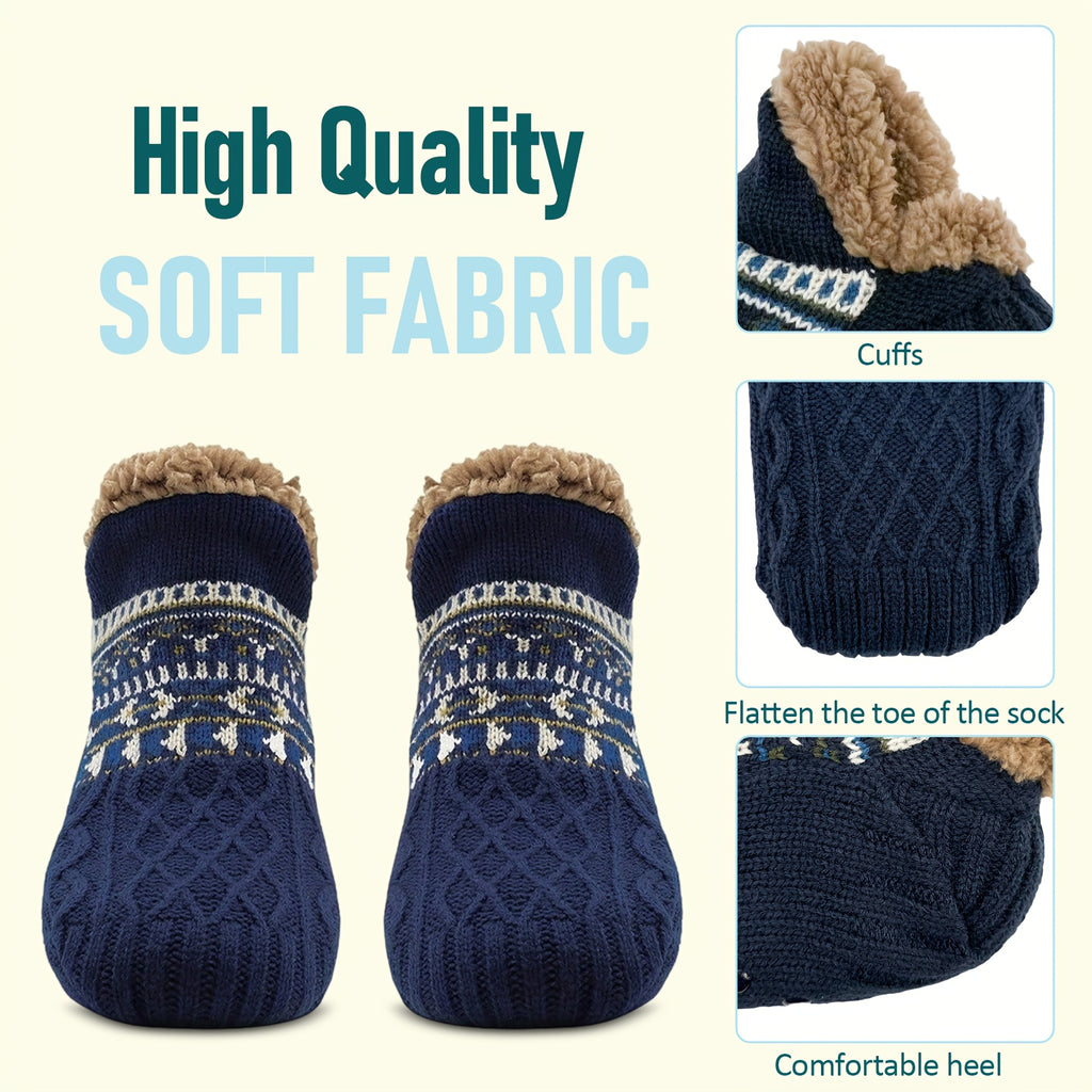 Men’s Fair Isle Knit Winter Slipper Socks