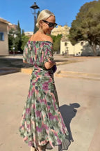 Women's Draped V-Neck Midi Dress with Sheer Overlay