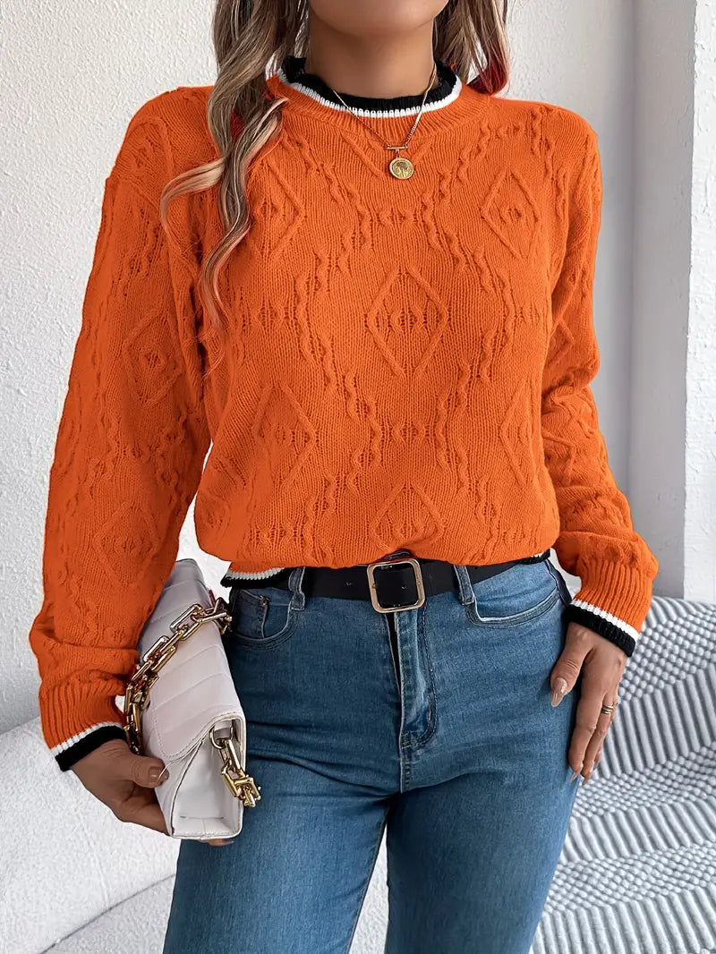 Women’s Textured Knit Crew Neck Sweater